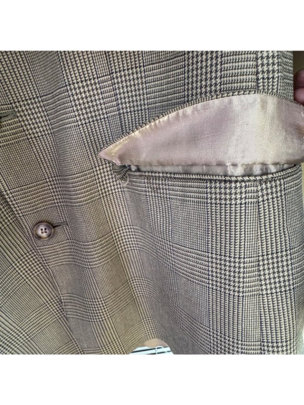 Brandini Le Collezioni Mens 41R Wool Silk Plaid Blazer Two Button Brown Canada - Picture 8 of 10